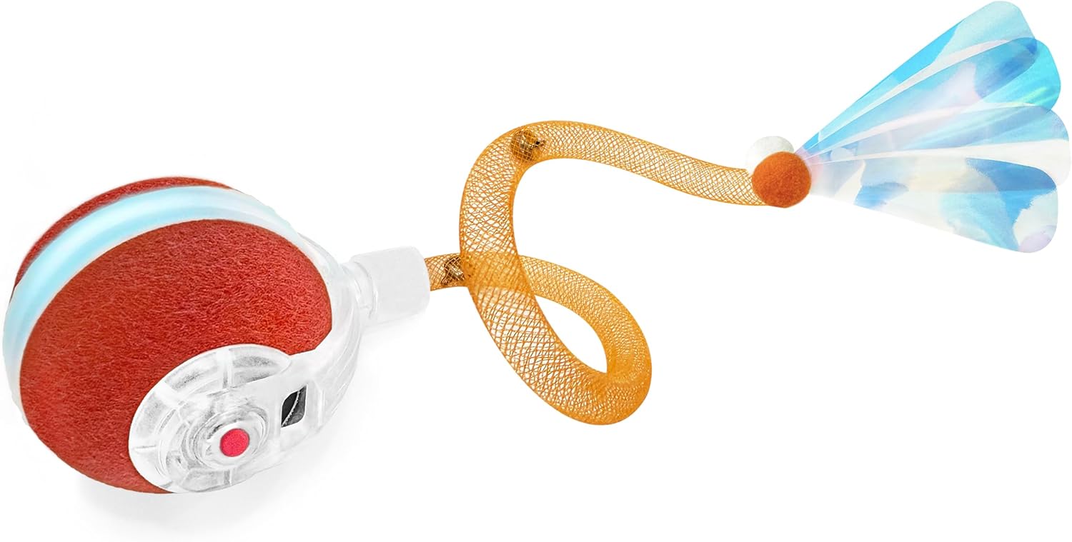 Jkanti interactive orange cat toy ball with mesh tail