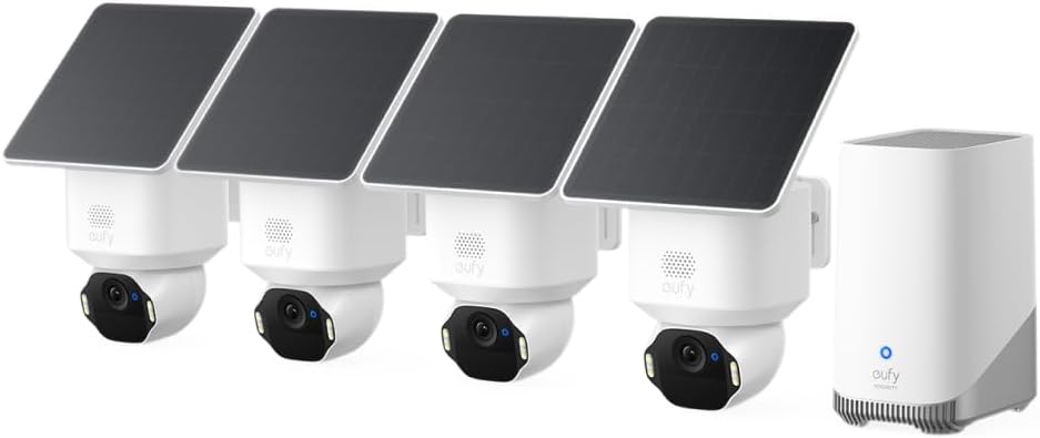 eufy SoloCam E42 4-Cam Kit, 4K Wireless Outdoor, Solar Powered with HomeBase 3