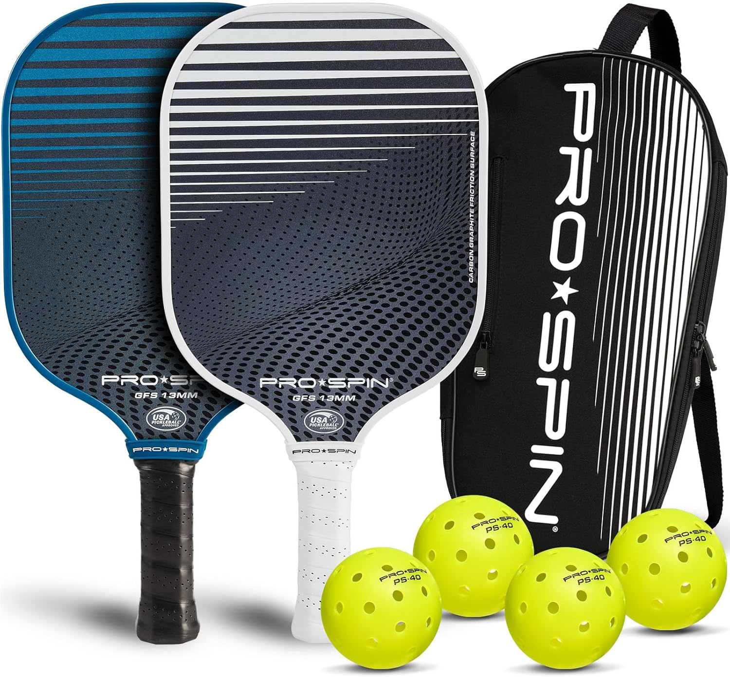 PRO-SPIN Carbon Fiber Pickleball Paddles, Set of 2