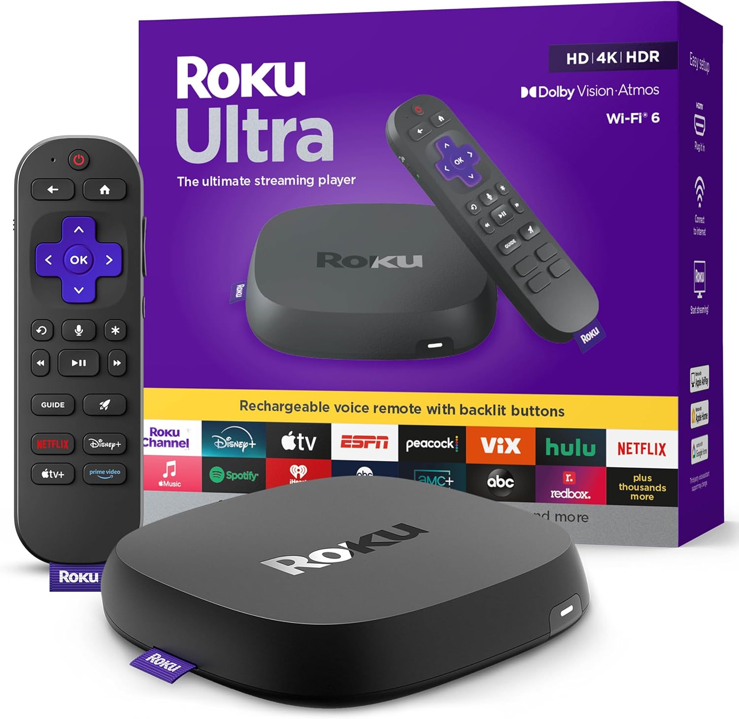 Roku Ultra, Ultimate 4K Streaming Player with HDR10+, Dolby Vision and Atmos