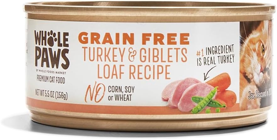 Whole Paws Grain-Free Wet Cat Food, Turkey & Giblets (5.5 Oz)